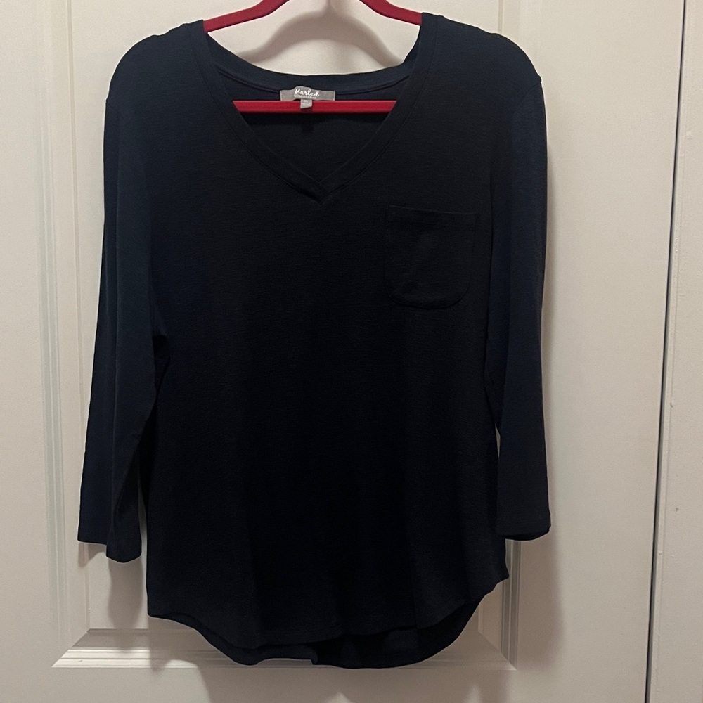 Marled Navy V-Neck